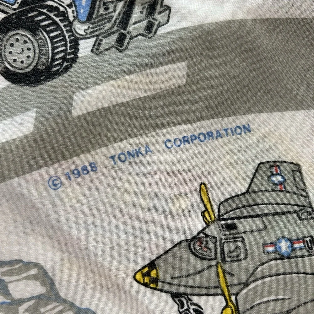 Vintage Tonka Truck Flat And Fitted Sheet Set Construction Planes Fire trucks